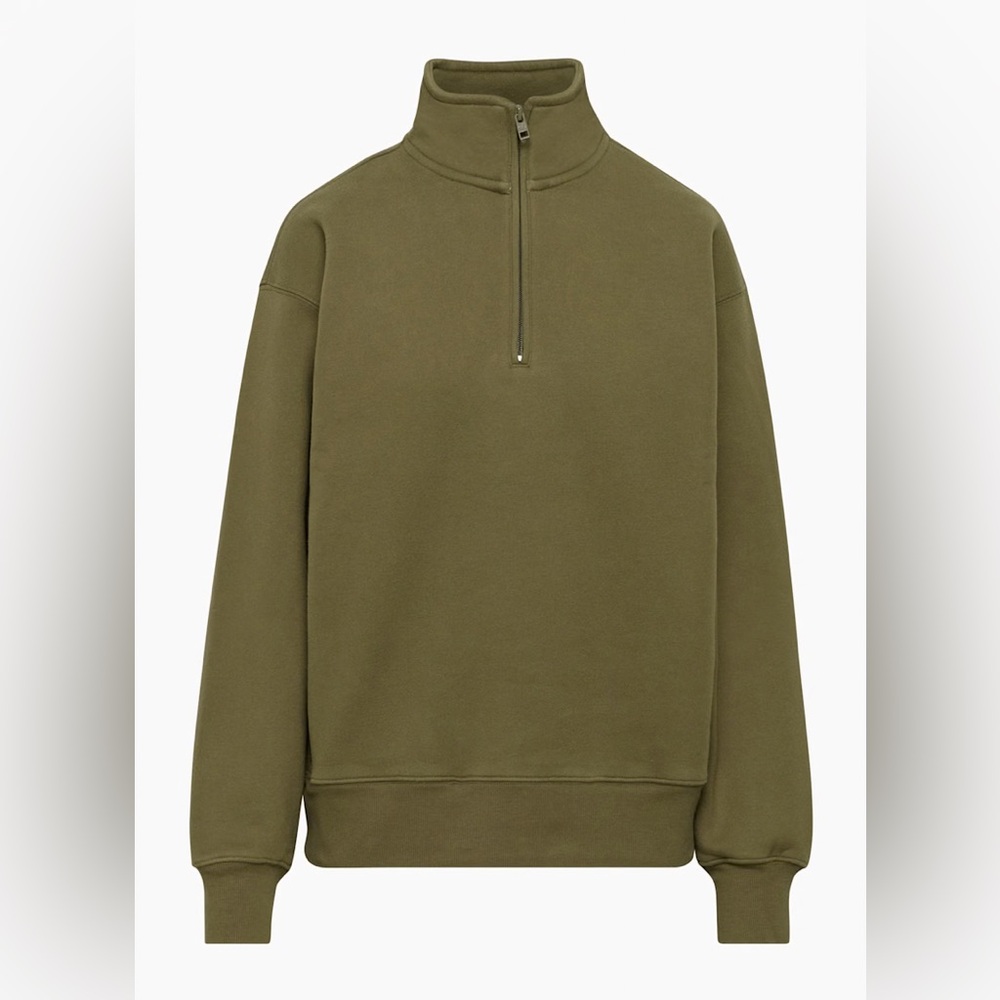 NWT | Aritzia | Tna Cozy Fleece Boyfriend 1/4 Zip Sweatshirt — Mire Green | L